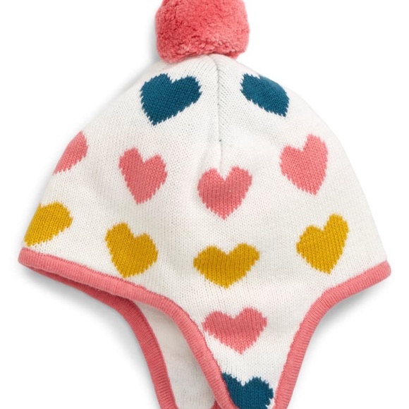 Tucker + Tate Heart Print Pompom Knit Earflap Bean - Picture 7 of 7